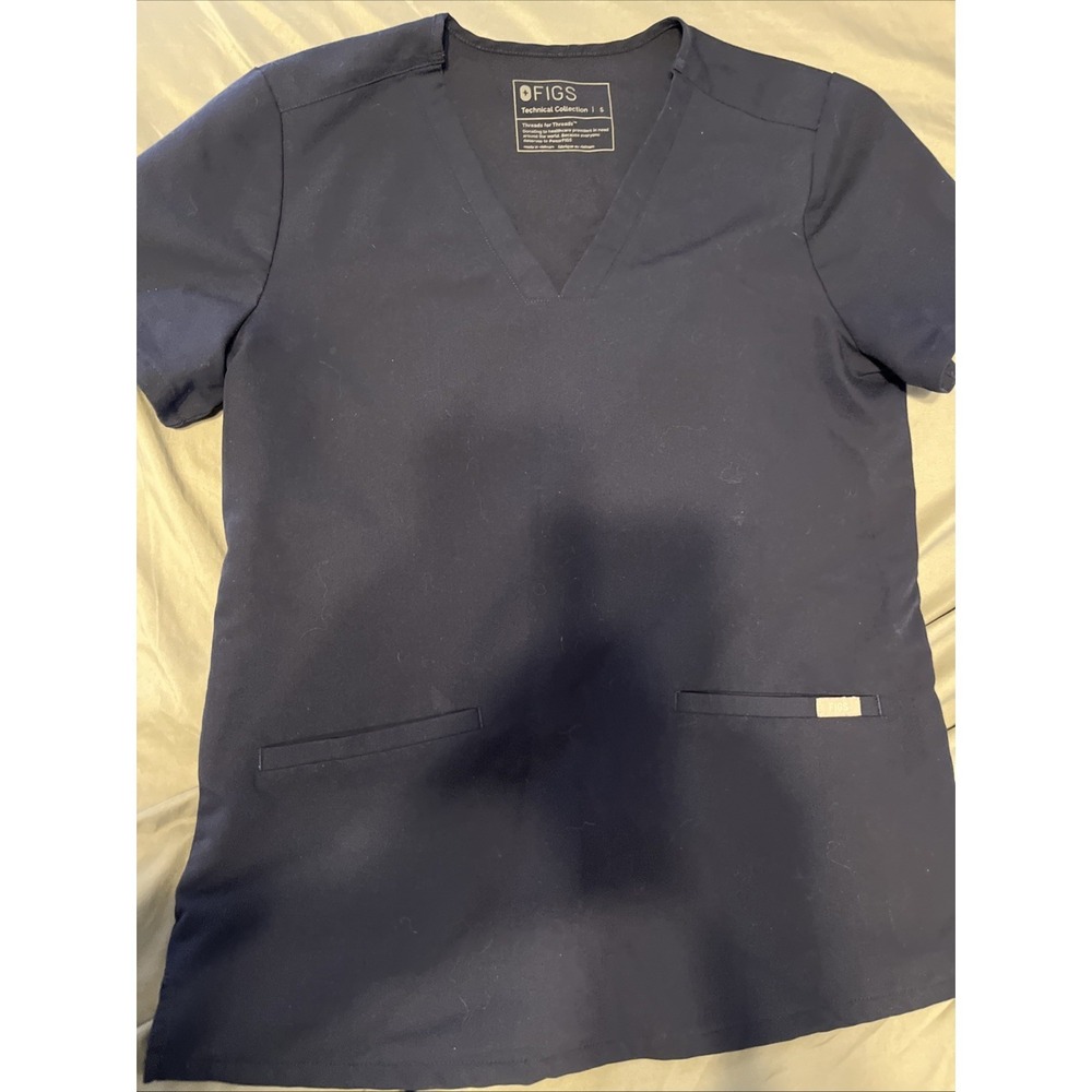 figs scrubs women small top navy blue